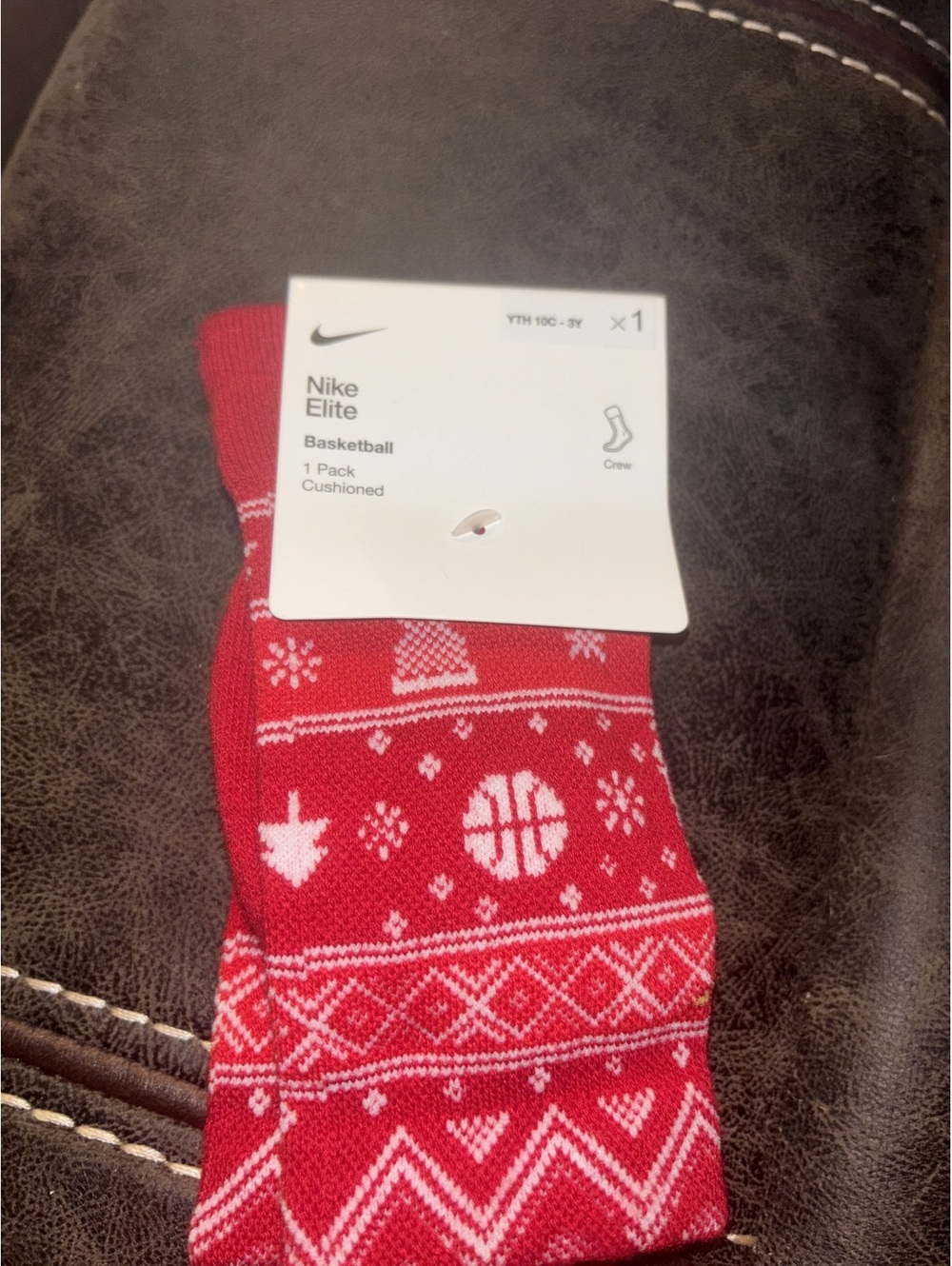 NWT Nike Elite Dri-FIT Christmas Crew Socks Red Santa Basketball Youth 10C - 3Y